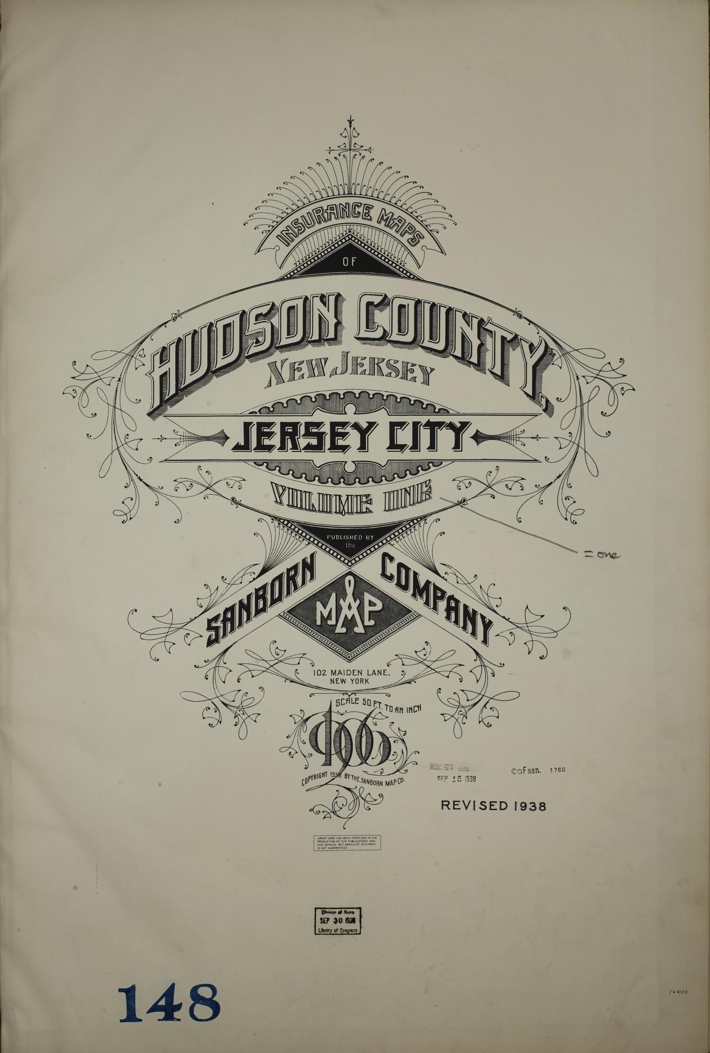 Sanborn Fire Insurance Map from Hudson Co., Hudson County, New Jersey (1938), Sheet #0001 - Complete Map Set gallery image, historic Sanborn map, vintage wall art, New Jersey New Jersey