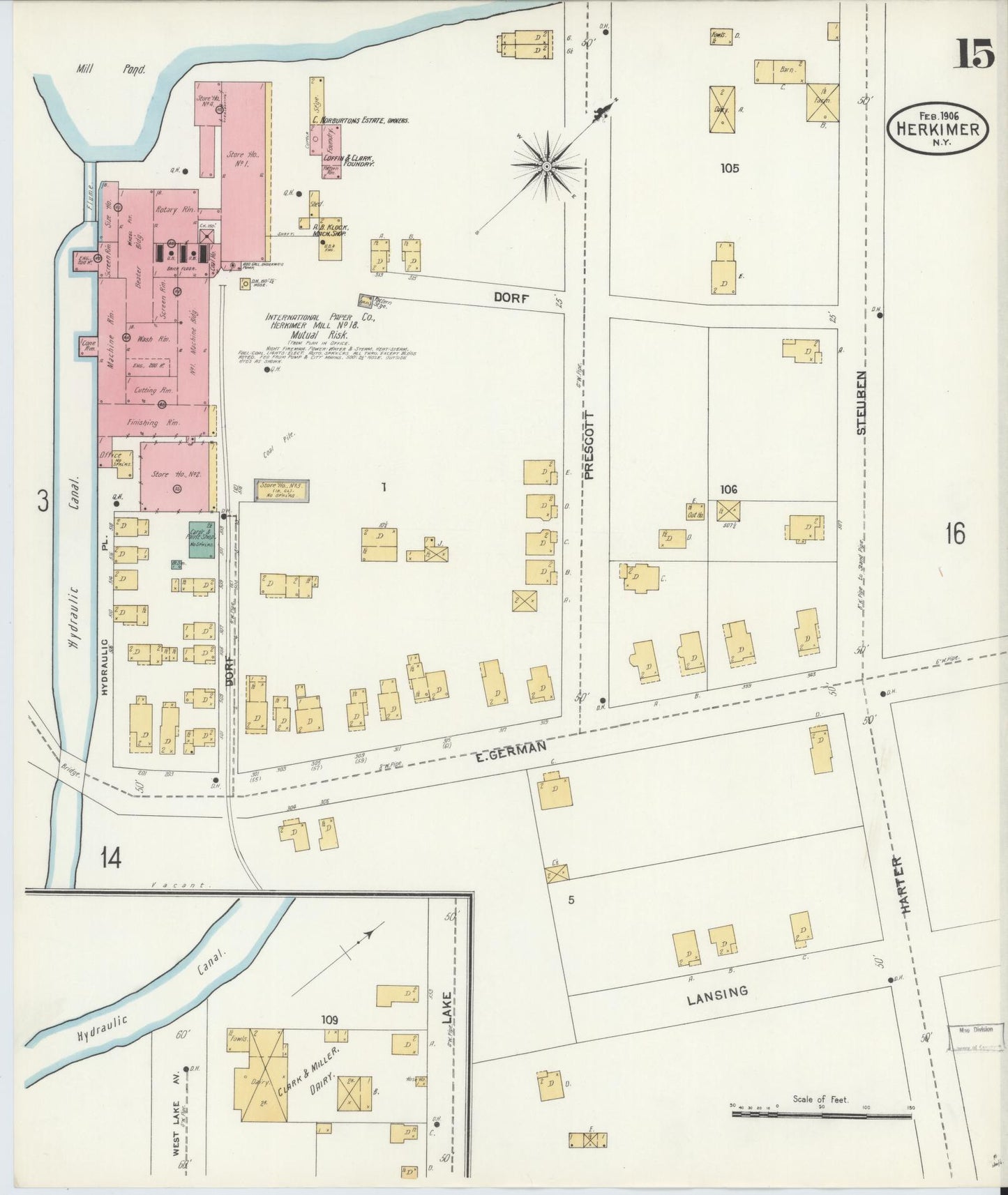 Sanborn Fire Insurance Map from Herkimer, Herkimer County, New York (1906), Sheet #0015 - Complete Map Set gallery image, historic Sanborn map, vintage wall art, New York New York