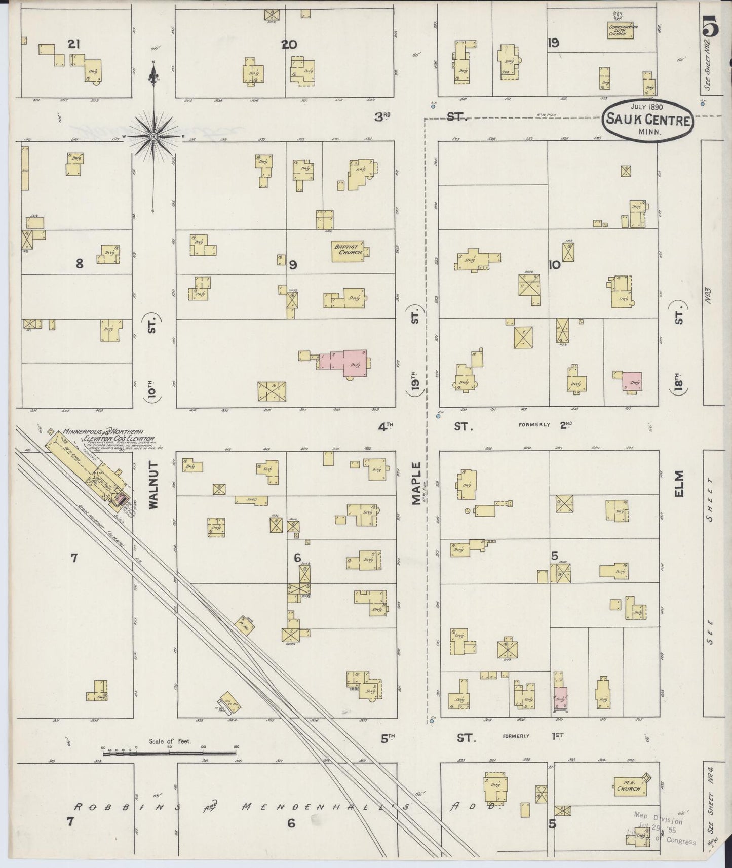 Sanborn Fire Insurance Map from Sauk Centre, Stearns County, Minnesota (1890), Sheet #0005 - Historic Sanborn Fire Insurance Map Print, vintage old map wall art, antique decor, genealogy gift, Minnesota Minnesota map