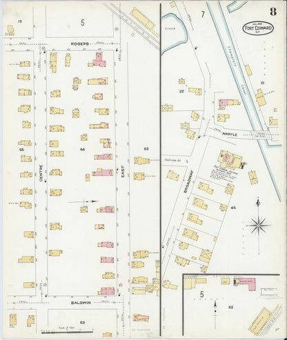 Sanborn Fire Insurance Map from Fort Edward, Washington County, New York (1909), Sheet #0008 - Complete Map Set gallery image, historic Sanborn map, vintage wall art, New York New York