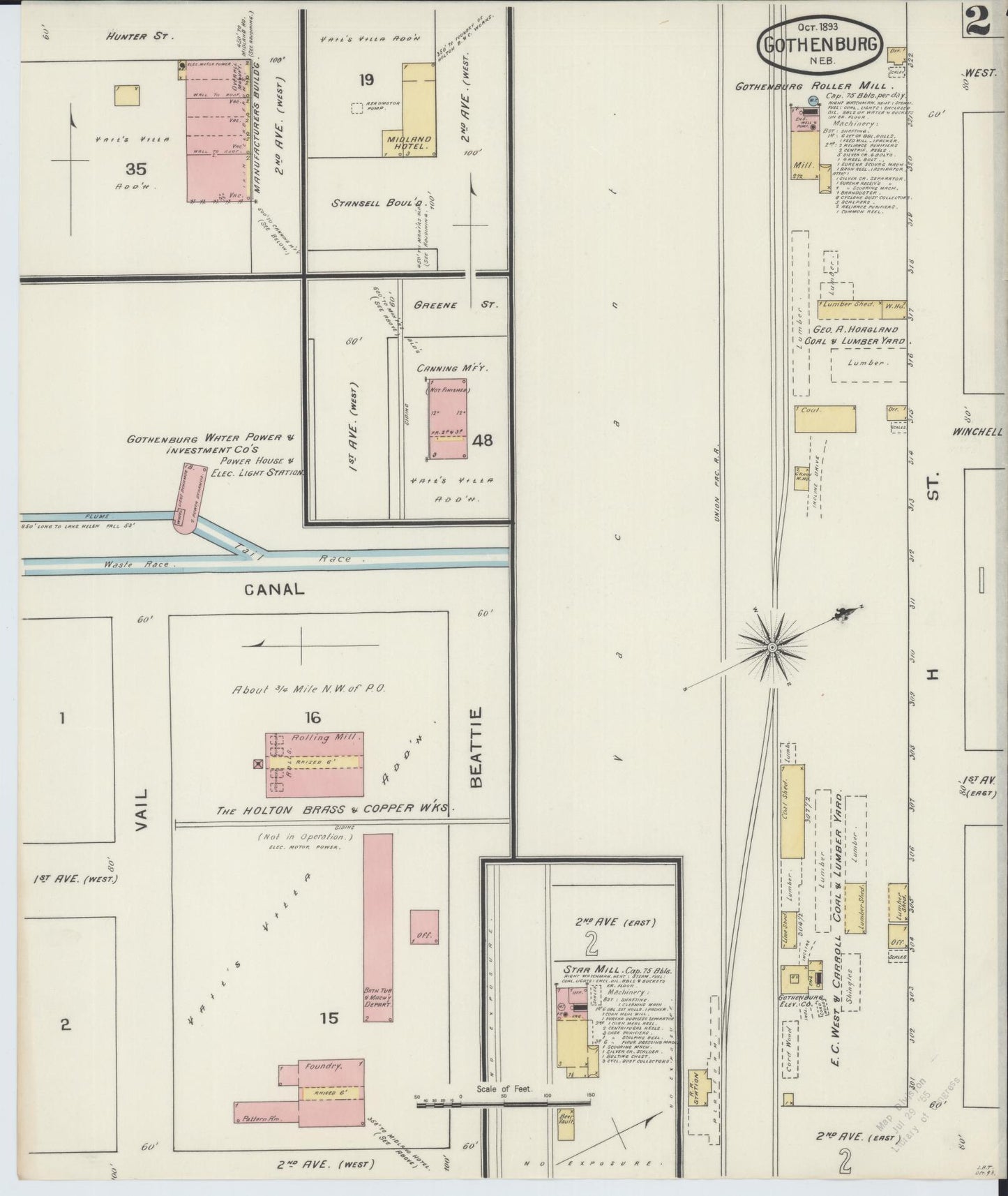 Sanborn Fire Insurance Map from Gothenburg, Dawson County, Nebraska (1893), Sheet #0002 - Complete Map Set gallery image, historic Sanborn map, vintage wall art, Nebraska Nebraska