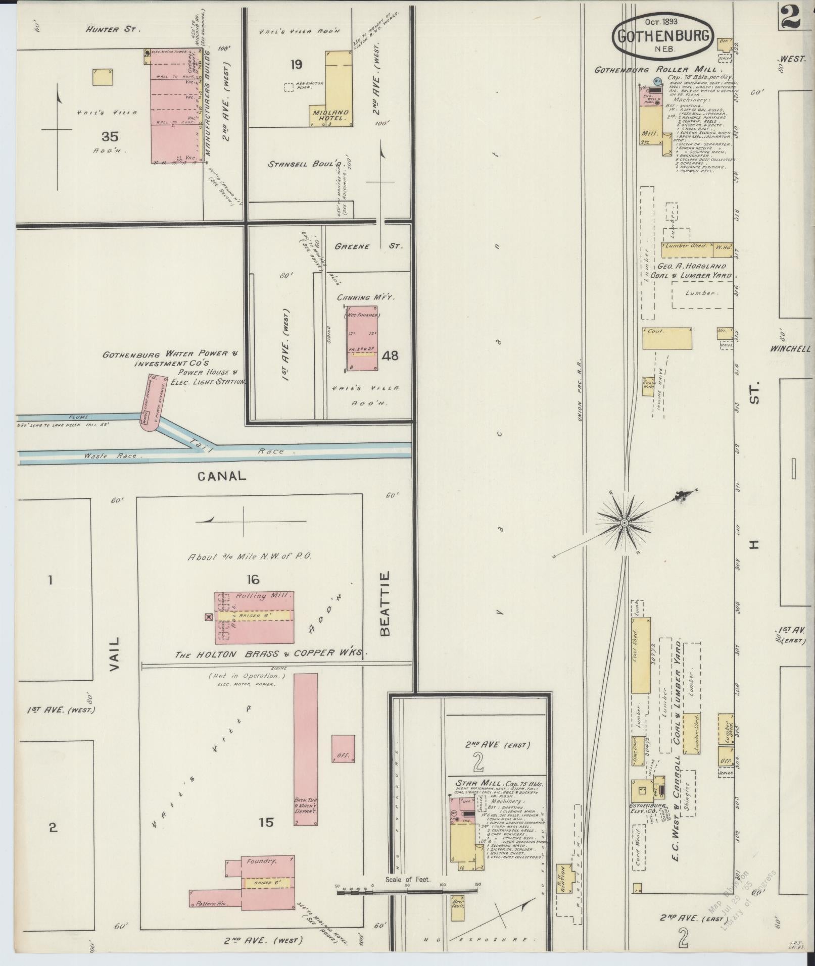 Sanborn Fire Insurance Map from Gothenburg, Dawson County, Nebraska (1893), Sheet #0002 - Complete Map Set gallery image, historic Sanborn map, vintage wall art, Nebraska Nebraska