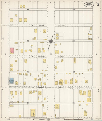 Sanborn Fire Insurance Map from Pasco, Franklin County, Washington (1912), Sheet #0005 - Complete Map Set gallery image, historic Sanborn map, vintage wall art, Washington Washington