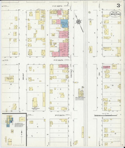 Sanborn Fire Insurance Map from Manteno, Kankakee County, Illinois (1914), Sheet #0003 - Historic Sanborn Fire Insurance Map Print, vintage old map wall art, antique decor, genealogy gift, Illinois Illinois map