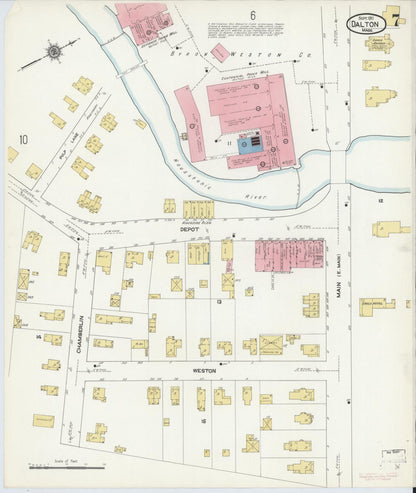 Sanborn Fire Insurance Map from Dalton, Berkshire County, Massachusetts (1911), Sheet #0007 - Complete Map Set gallery image, historic Sanborn map, vintage wall art, Massachusetts Massachusetts