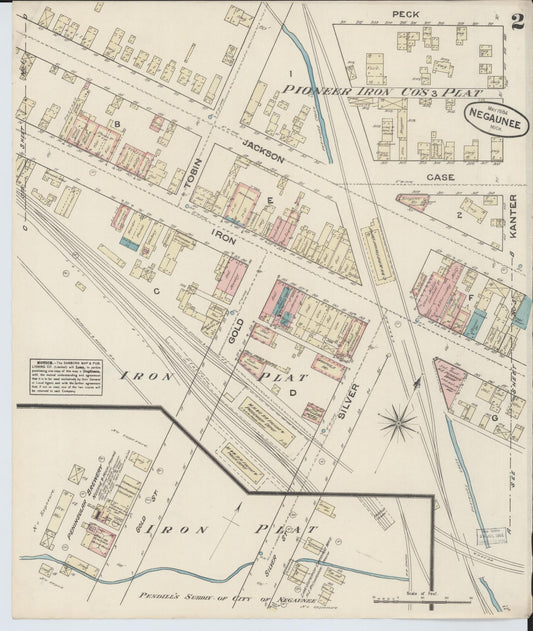 Sanborn Fire Insurance Map from Negaunee, Marquette County, Michigan (1884), Sheet #0002 - Historic Sanborn Fire Insurance Map Print, vintage old map wall art, antique decor, genealogy gift, Michigan Michigan map