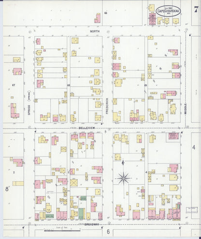 Sanborn Fire Insurance Map from Cape Girardeau, Cape Girardeau County, Missouri (1900), Sheet #0007 - Complete Map Set gallery image, historic Sanborn map, vintage wall art, Missouri Missouri