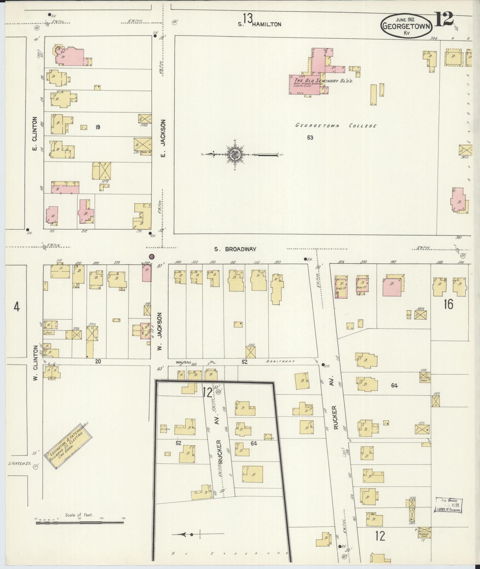 Sanborn Fire Insurance Map from Georgetown, Scott County, Kentucky (1912), Sheet #0012 - Historic Sanborn Fire Insurance Map Print, vintage old map wall art, antique decor, genealogy gift, Kentucky Kentucky map