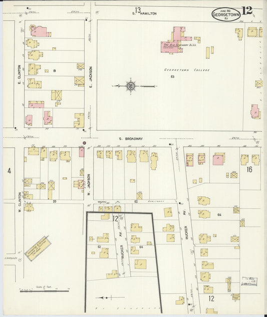 Sanborn Fire Insurance Map from Georgetown, Scott County, Kentucky (1912), Sheet #0012 - Historic Sanborn Fire Insurance Map Print, vintage old map wall art, antique decor, genealogy gift, Kentucky Kentucky map