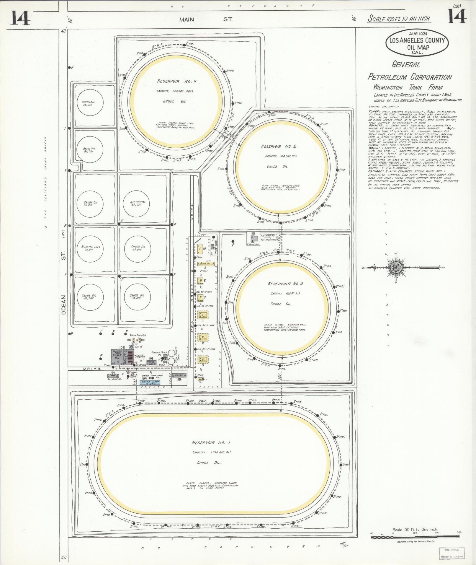 Sanborn Fire Insurance Map from Los Angeles Co., Los Angeles County, California (1924), Sheet #0014 - Historic Sanborn Fire Insurance Map Print, vintage old map wall art, antique decor, genealogy gift, California California map