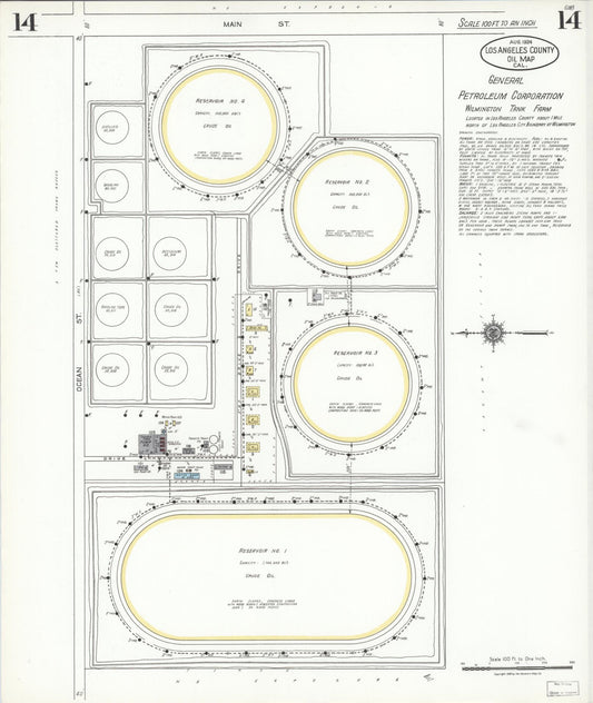Sanborn Fire Insurance Map from Los Angeles Co., Los Angeles County, California (1924), Sheet #0014 - Historic Sanborn Fire Insurance Map Print, vintage old map wall art, antique decor, genealogy gift, California California map