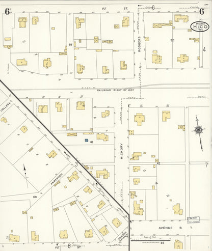 Sanborn Fire Insurance Map from Hico, Hamilton County, Texas (1923), Sheet #0006 - Complete Map Set gallery image, historic Sanborn map, vintage wall art, Texas Texas