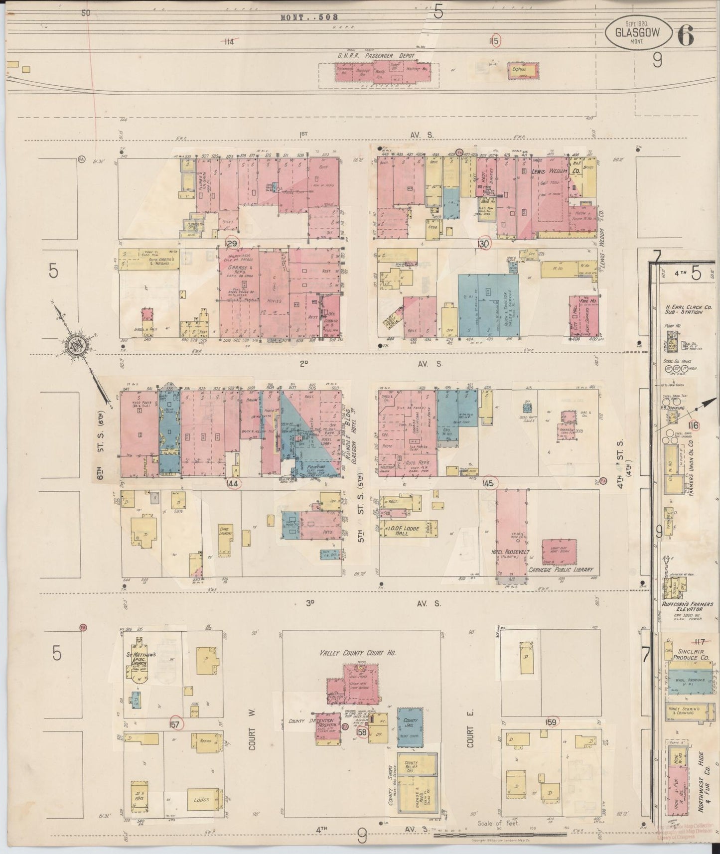 Sanborn Fire Insurance Map from Glasgow, Valley County, Montana (1937), Sheet #0006 - Complete Map Set gallery image, historic Sanborn map, vintage wall art, Montana Montana