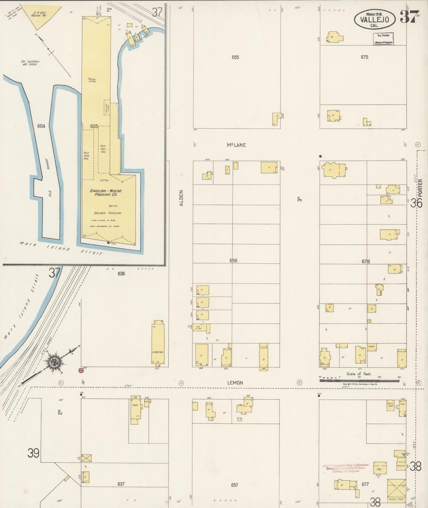 Sanborn Fire Insurance Map from Vallejo, Solano County, California (1919), Sheet #0037 - Complete Map Set gallery image, historic Sanborn map, vintage wall art, California California