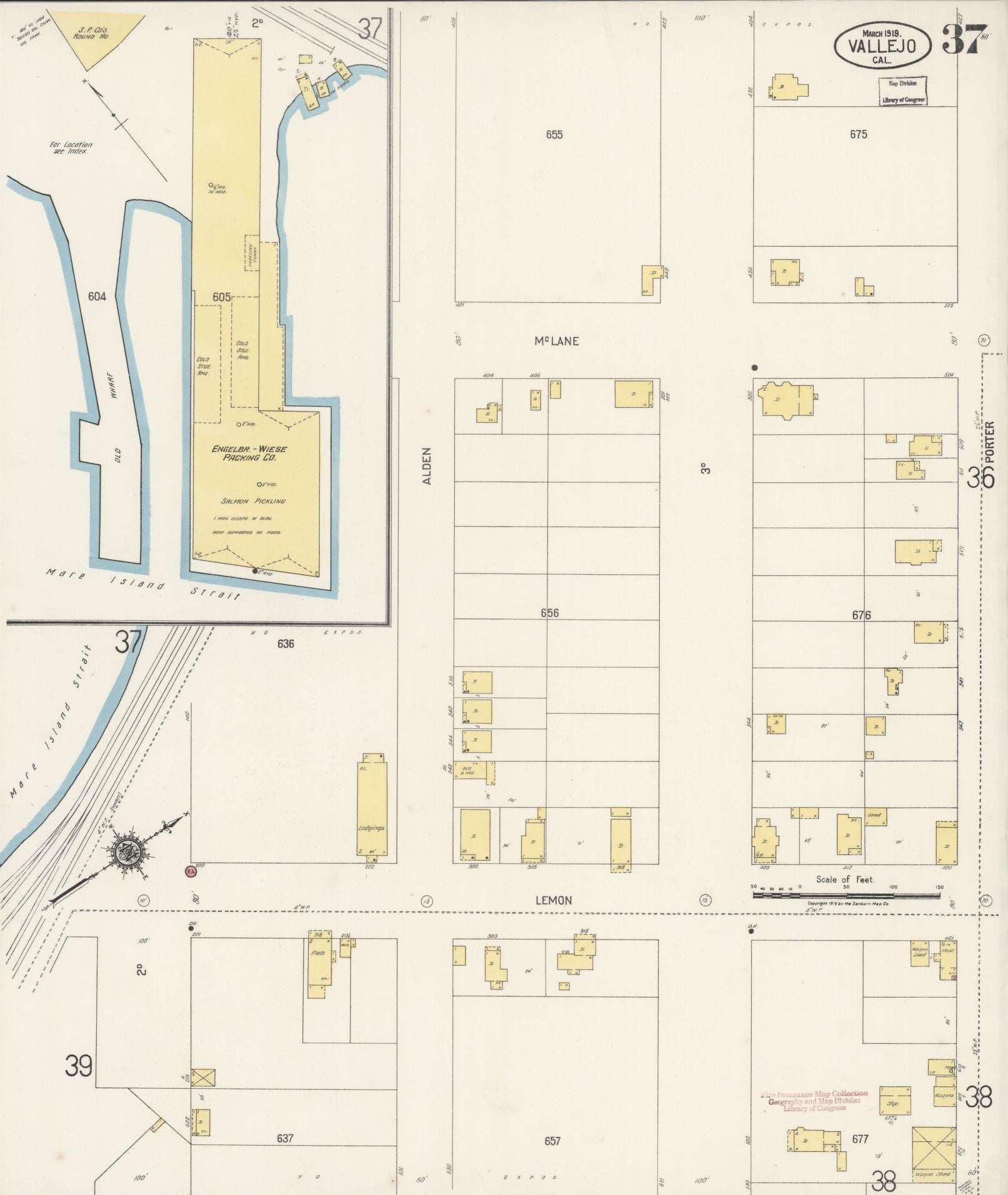 Sanborn Fire Insurance Map from Vallejo, Solano County, California (1919), Sheet #0037 - Complete Map Set gallery image, historic Sanborn map, vintage wall art, California California