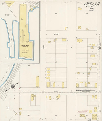 Sanborn Fire Insurance Map from Vallejo, Solano County, California (1919), Sheet #0037 - Complete Map Set gallery image, historic Sanborn map, vintage wall art, California California