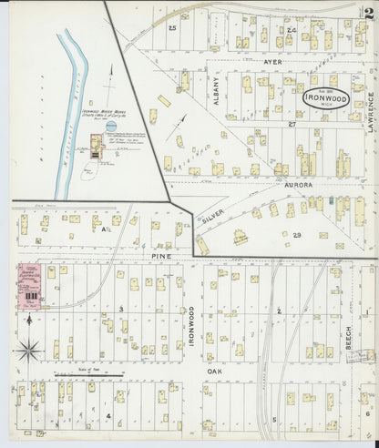 Sanborn Fire Insurance Map from Ironwood, Gogebic County, Michigan (1891), Sheet #0002 - Complete Map Set gallery image, historic Sanborn map, vintage wall art, Michigan Michigan