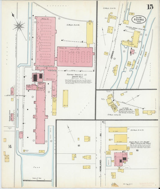 Sanborn Fire Insurance Map from Adams, Berkshire County, Massachusetts (1901), Sheet #0015 - Historic Sanborn Fire Insurance Map Print, vintage old map wall art, antique decor, genealogy gift, Massachusetts Massachusetts map