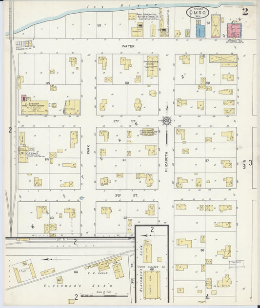 Sanborn Fire Insurance Map from Omro, Winnebago County, Wisconsin (1913), Sheet #0002 - Historic Sanborn Fire Insurance Map Print, vintage old map wall art, antique decor, genealogy gift, Wisconsin Wisconsin map
