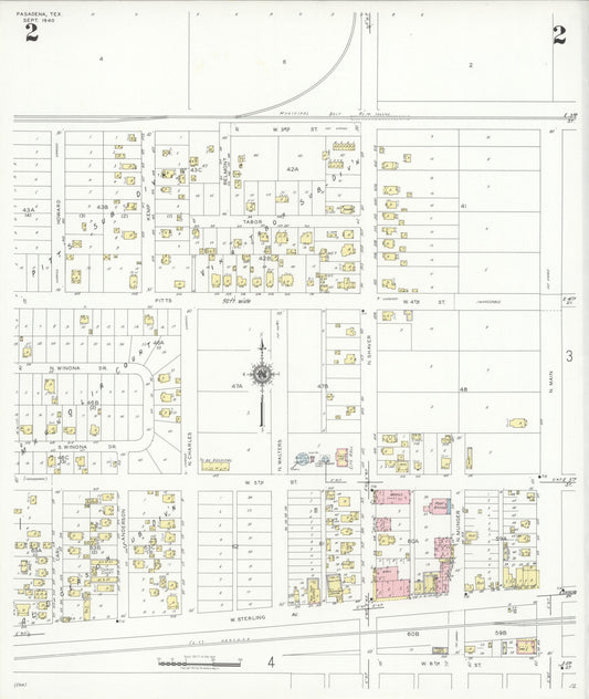 Sanborn Fire Insurance Map from Pasadena, Harris County, Texas (1940), Sheet #0002 - Historic Sanborn Fire Insurance Map Print, vintage old map wall art, antique decor, genealogy gift, Texas Texas map