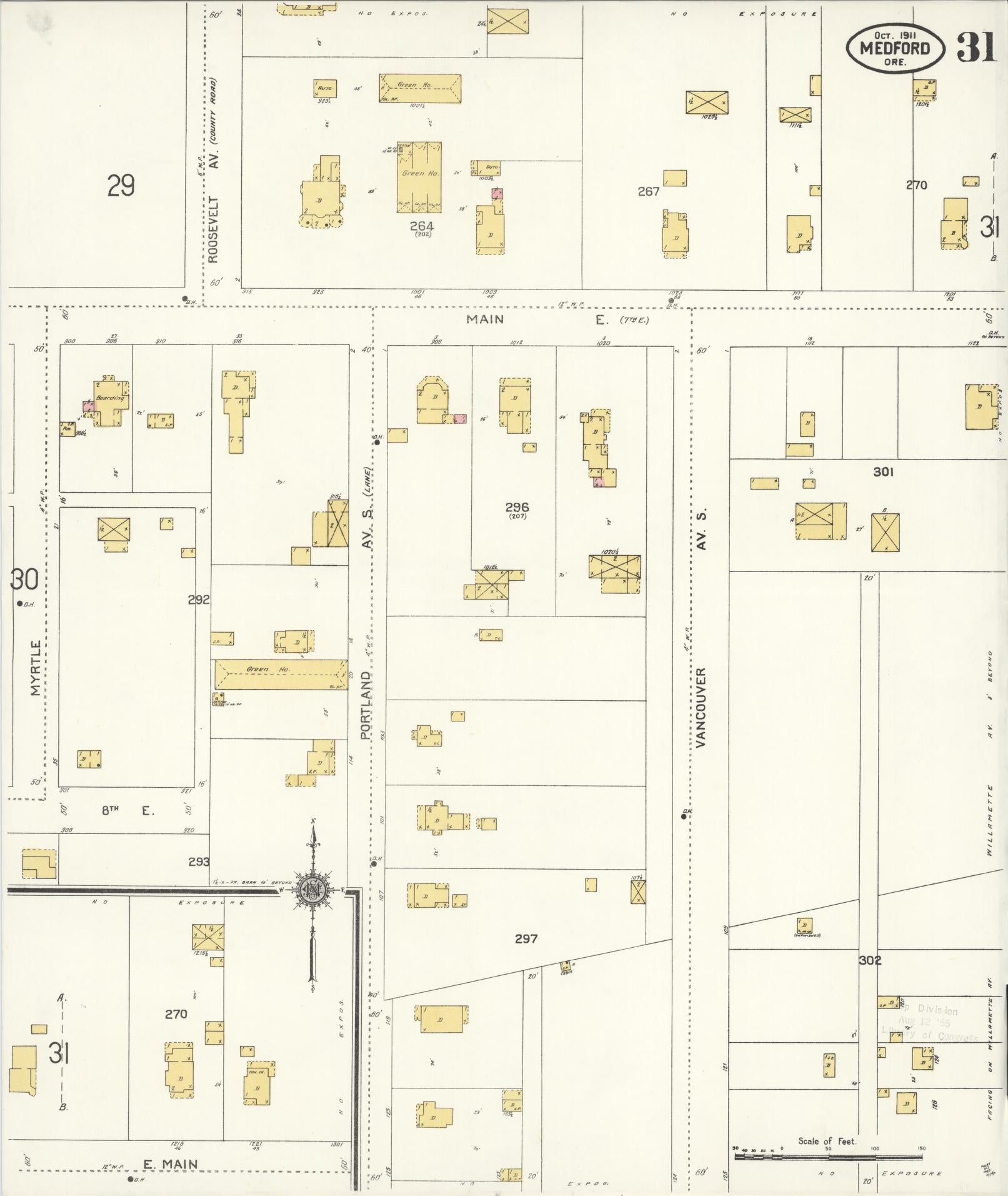 Sanborn Fire Insurance Map from Medford, Jackson County, Oregon (1911), Sheet #0031 - Historic Sanborn Fire Insurance Map Print, vintage old map wall art, antique decor, genealogy gift, Oregon Oregon map