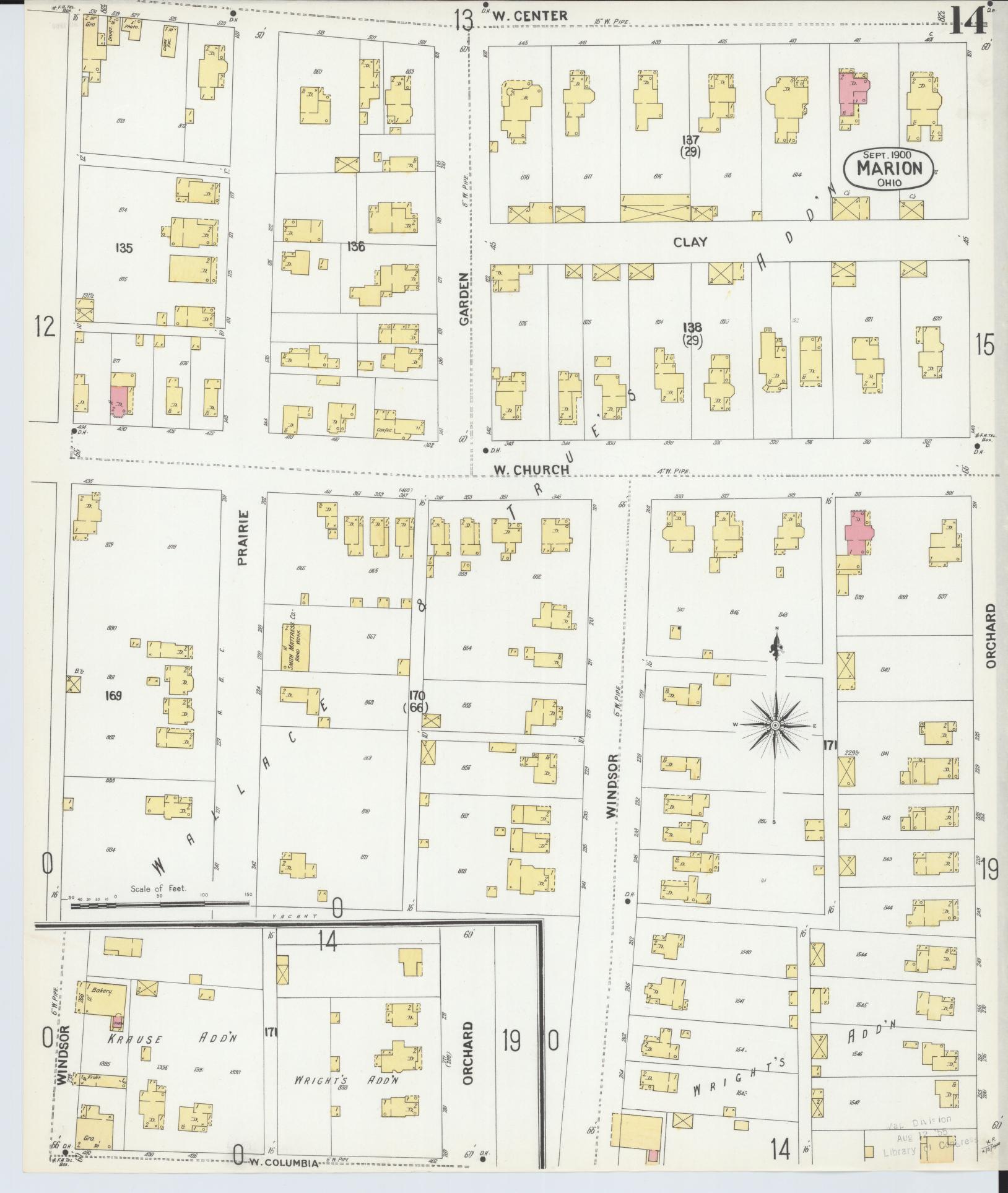 Sanborn Fire Insurance Map from Marion, Marion County, Ohio (1900), Sheet #0014 - Complete Map Set gallery image, historic Sanborn map, vintage wall art, Ohio Ohio