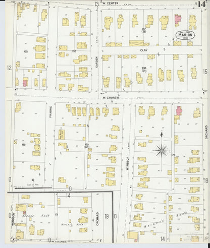 Sanborn Fire Insurance Map from Marion, Marion County, Ohio (1900), Sheet #0014 - Complete Map Set gallery image, historic Sanborn map, vintage wall art, Ohio Ohio