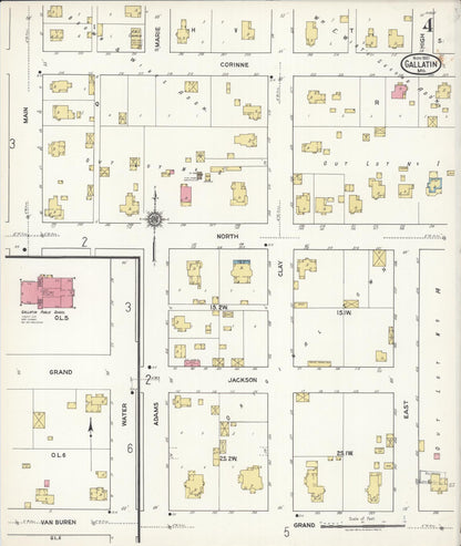 Sanborn Fire Insurance Map from Gallatin, Daviess County, Missouri (1921), Sheet #0004 - Historic Sanborn Fire Insurance Map Print, vintage old map wall art, antique decor, genealogy gift, Missouri Missouri map