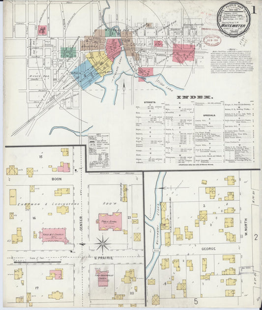 Sanborn Fire Insurance Map from Whitewater, Walworth County, Wisconsin (1898), Sheet #0001 - Complete Map Set gallery image, historic Sanborn map, vintage wall art, Wisconsin Wisconsin