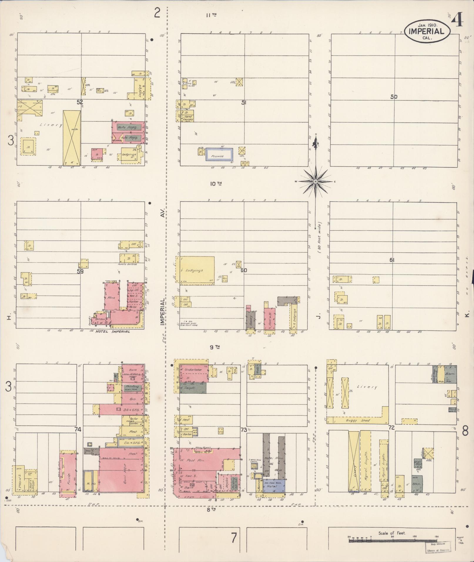 Sanborn Fire Insurance Map from Imperial, Imperial County, California (1910), Sheet #0004 - Historic Sanborn Fire Insurance Map Print, vintage old map wall art, antique decor, genealogy gift, California California map