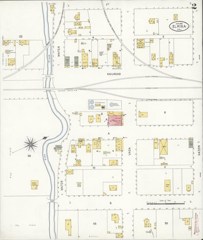 Sanborn Fire Insurance Map from Elmira, Solano County, California (1907), Sheet #0002 - Complete Map Set gallery image, historic Sanborn map, vintage wall art, California California