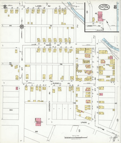 Sanborn Fire Insurance Map from Patton, Cambria County, Pennsylvania (1923), Sheet #0008 - Historic Sanborn Fire Insurance Map Print, vintage old map wall art, antique decor, genealogy gift, Pennsylvania Pennsylvania map
