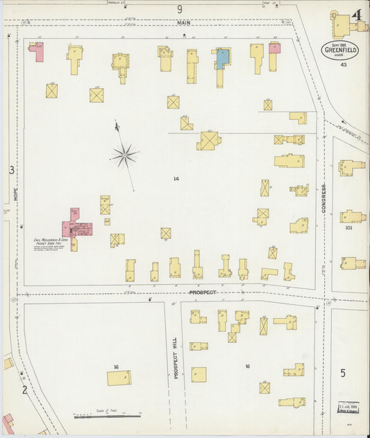 Sanborn Fire Insurance Map from Greenfield, Franklin County, Massachusetts (1902), Sheet #0004 - Historic Sanborn Fire Insurance Map Print, vintage old map wall art, antique decor, genealogy gift, Massachusetts Massachusetts map
