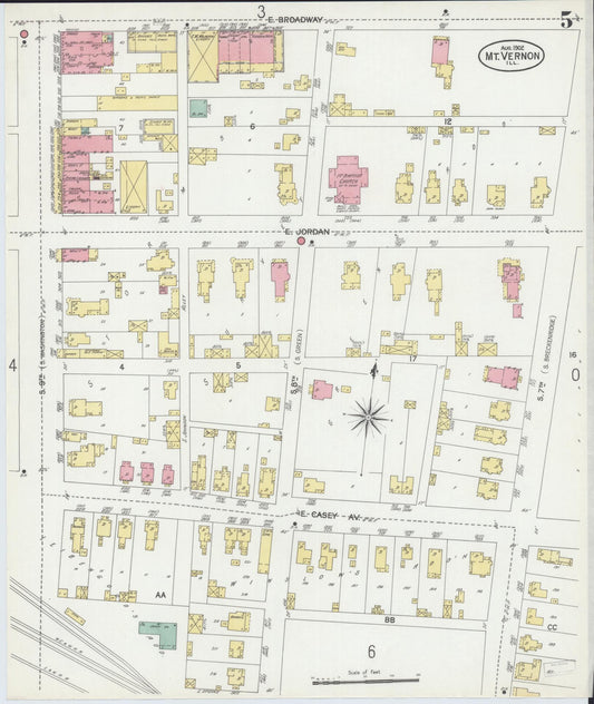 Sanborn Fire Insurance Map from Mount Vernon, Jefferson County, Illinois (1902), Sheet #0005 - Historic Sanborn Fire Insurance Map Print, vintage old map wall art, antique decor, genealogy gift, Illinois Illinois map