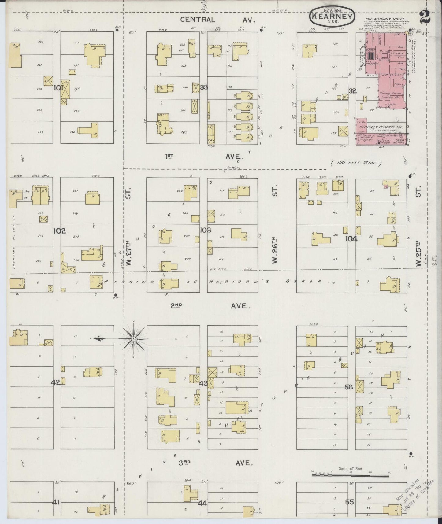 Sanborn Fire Insurance Map from Kearney, Buffalo County, Nebraska (1893), Sheet #0002 - Complete Map Set gallery image, historic Sanborn map, vintage wall art, Nebraska Nebraska