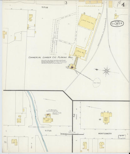 Sanborn Fire Insurance Map from Gilmer, Upshur County, Texas (1896), Sheet #0004 - Historic Sanborn Fire Insurance Map Print, vintage old map wall art, antique decor, genealogy gift, Texas Texas map
