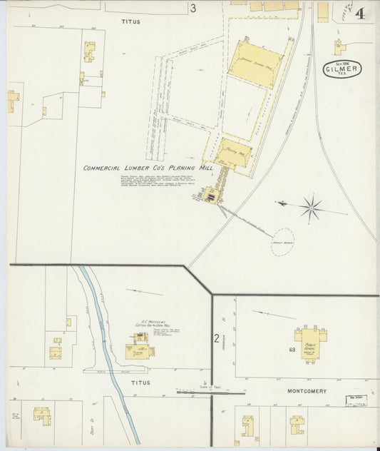 Sanborn Fire Insurance Map from Gilmer, Upshur County, Texas (1896), Sheet #0004 - Historic Sanborn Fire Insurance Map Print, vintage old map wall art, antique decor, genealogy gift, Texas Texas map