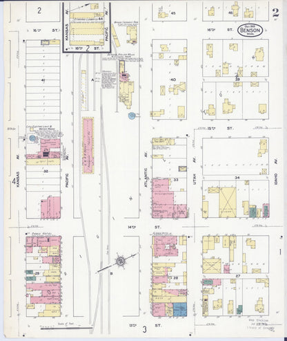 Sanborn Fire Insurance Map from Benson, Swift County, Minnesota (1909), Sheet #0002 - Complete Map Set gallery image, historic Sanborn map, vintage wall art, Minnesota Minnesota