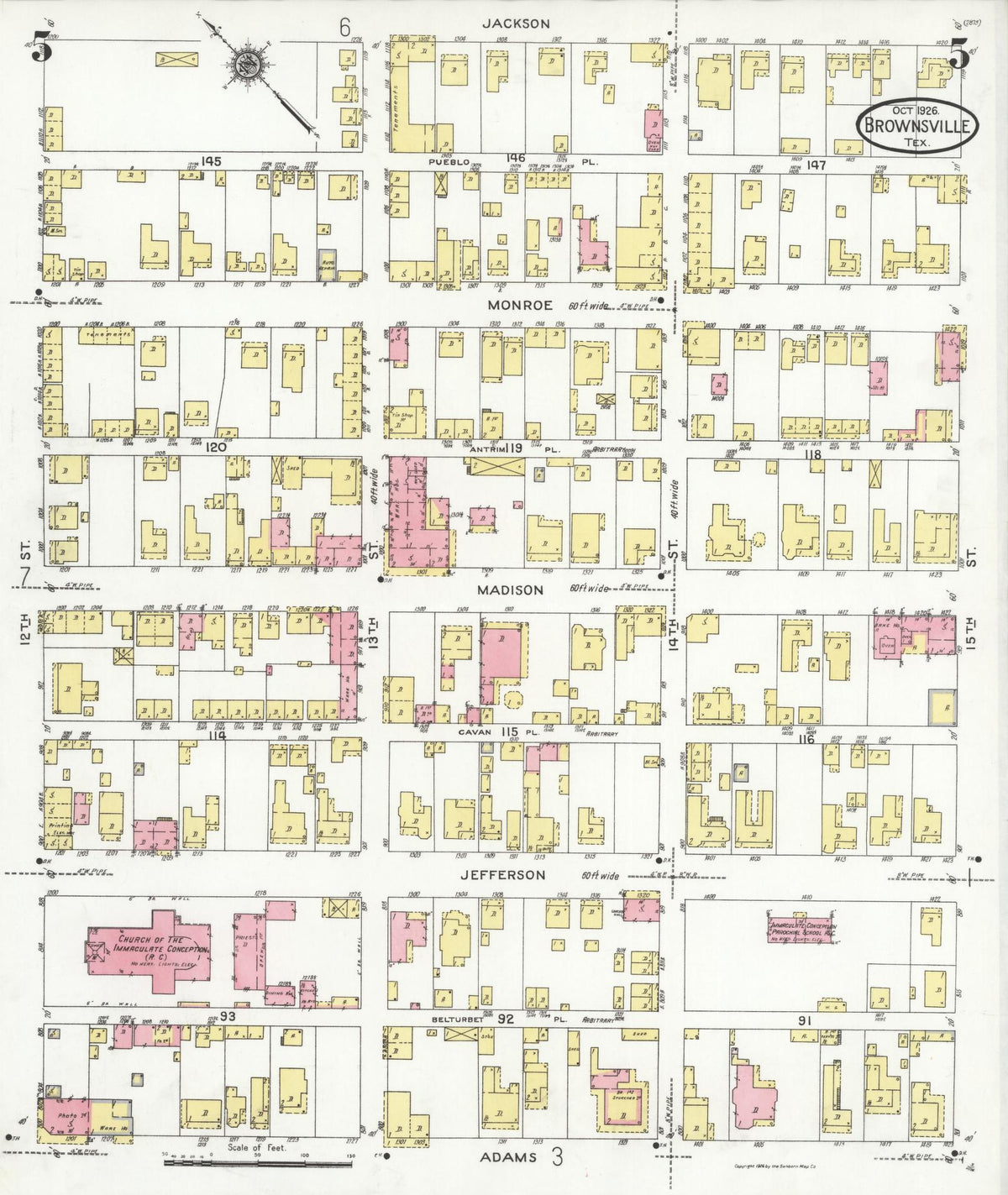 Sanborn Fire Insurance Map from Brownsville, Cameron County, Texas (1926), Sheet #0005 - Complete Map Set gallery image, historic Sanborn map, vintage wall art, Texas Texas