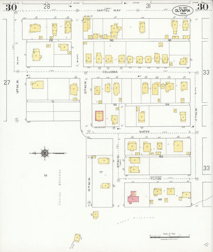 Sanborn Fire Insurance Map from Olympia, Thurston County, Washington (1924), Sheet #0030 - Complete Map Set gallery image, historic Sanborn map, vintage wall art, Washington Washington