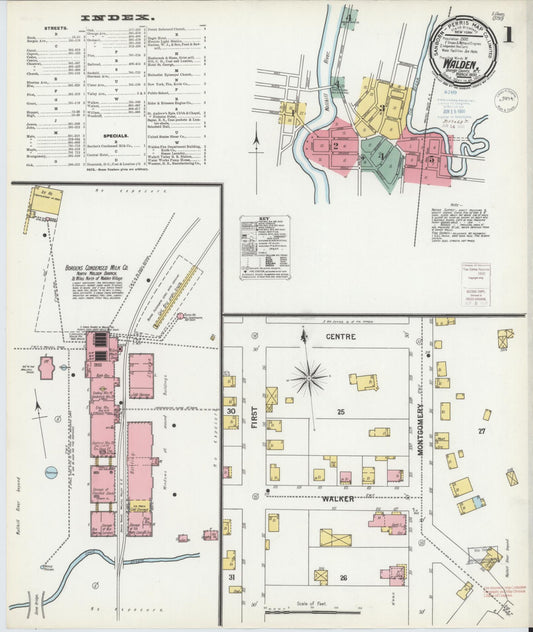 Sanborn Fire Insurance Map from Walden, Orange County, New York (1900), Sheet #0001 - Complete Map Set gallery image, historic Sanborn map, vintage wall art, New York New York