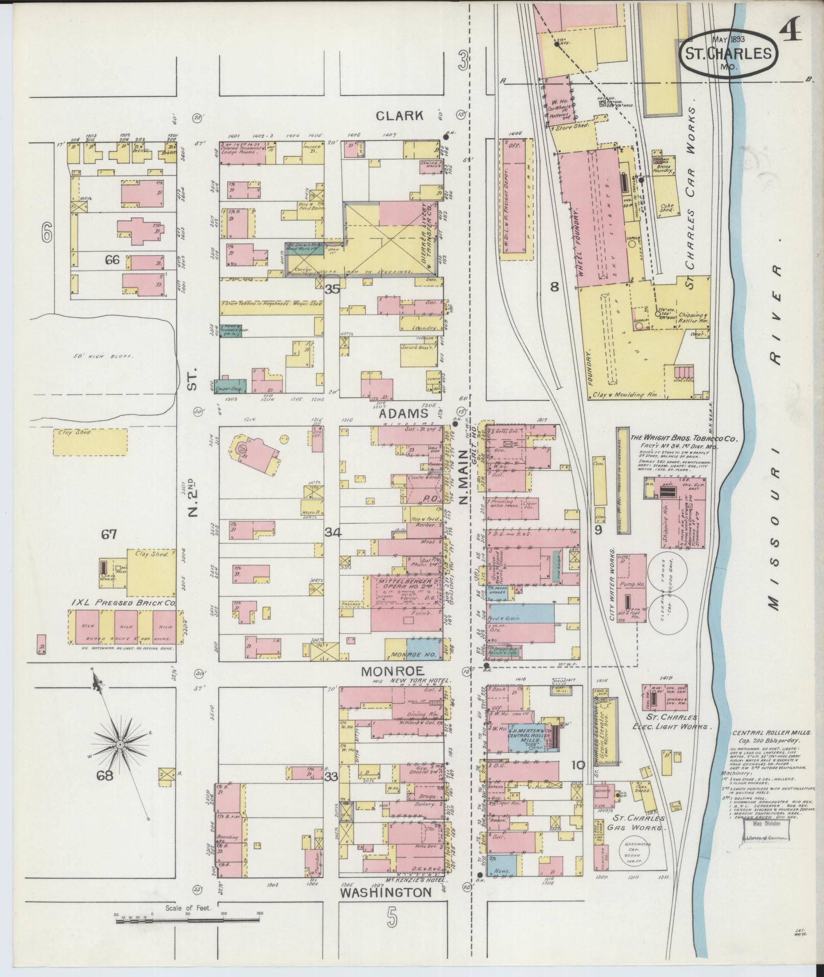Sanborn Fire Insurance Map from Saint Charles, Saint Charles County, Missouri (1893), Sheet #0004 - Complete Map Set gallery image, historic Sanborn map, vintage wall art, Missouri Missouri
