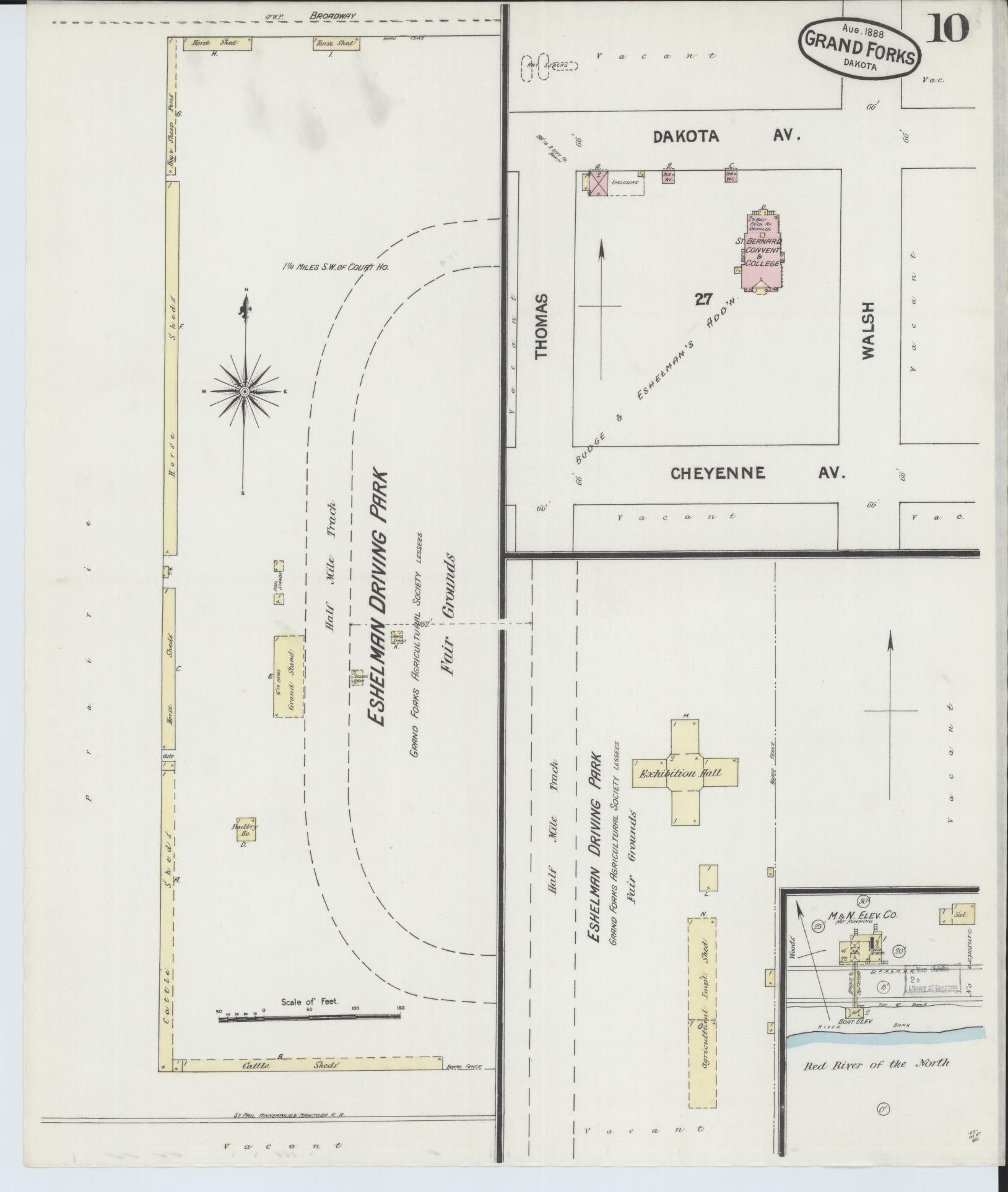Sanborn Fire Insurance Map from Grand Forks, Grand Forks County, North Dakota (1888), Sheet #0010 - Complete Map Set gallery image, historic Sanborn map, vintage wall art, North Dakota North Dakota