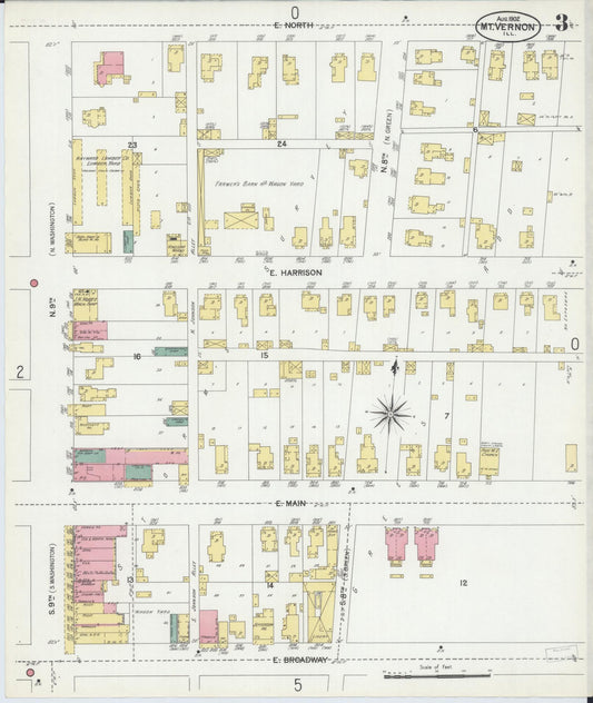 Sanborn Fire Insurance Map from Mount Vernon, Jefferson County, Illinois (1902), Sheet #0003 - Historic Sanborn Fire Insurance Map Print, vintage old map wall art, antique decor, genealogy gift, Illinois Illinois map