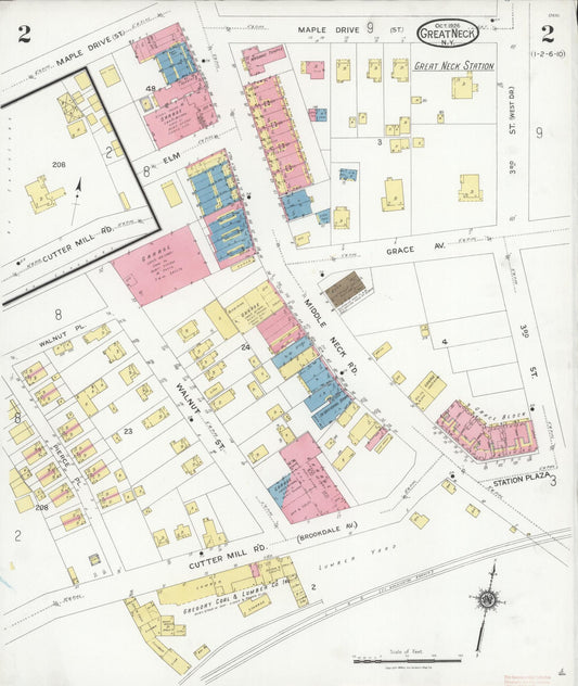 Sanborn Fire Insurance Map from Great Neck, Nassau County, New York (1926), Sheet #0002 - Historic Sanborn Fire Insurance Map Print, vintage old map wall art, antique decor, genealogy gift, New York New York map