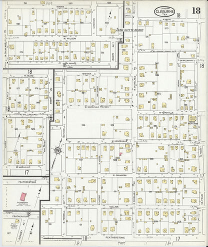 Sanborn Fire Insurance Map from Cleburne, Johnson County, Texas (1918), Sheet #0018 - Historic Sanborn Fire Insurance Map Print, vintage old map wall art, antique decor, genealogy gift, Texas Texas map