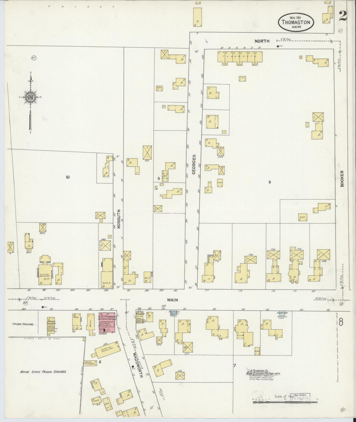Sanborn Fire Insurance Map from Thomaston, Knox County, Maine (1911), Sheet #0002 - Complete Map Set gallery image, historic Sanborn map, vintage wall art, Maine Maine