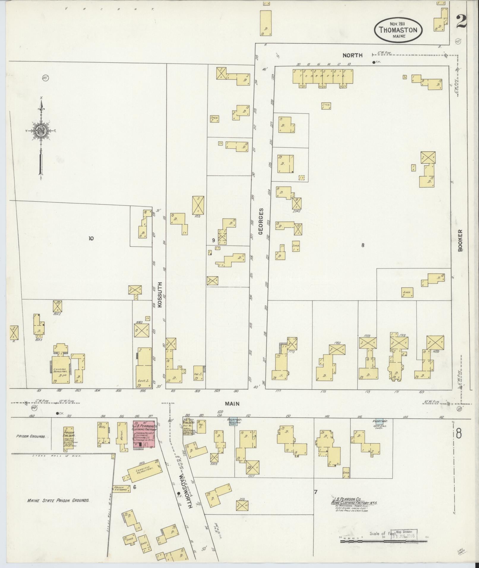 Sanborn Fire Insurance Map from Thomaston, Knox County, Maine (1911), Sheet #0002 - Complete Map Set gallery image, historic Sanborn map, vintage wall art, Maine Maine
