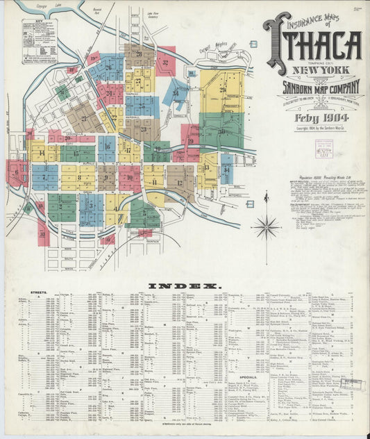 Sanborn Fire Insurance Map from Ithaca, Tompkins County, New York. (1904) – Historic Sanborn Fire Insurance Map Print