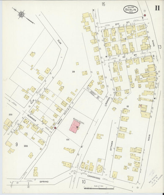 Sanborn Fire Insurance Map from Berlin, Coos County, New Hampshire (1914), Sheet #0011 - Historic Sanborn Fire Insurance Map Print, vintage old map wall art, antique decor, genealogy gift, New Hampshire New Hampshire map
